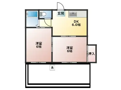 ファーファ―川島(2DK/2階)の間取り写真