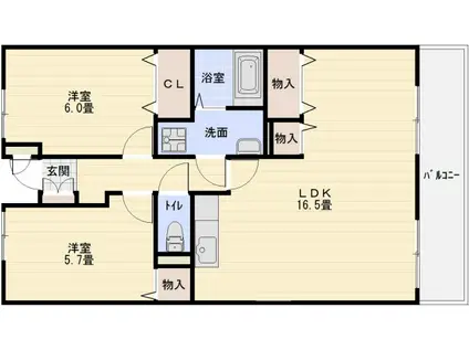 アルカディア(2LDK/4階)の間取り写真
