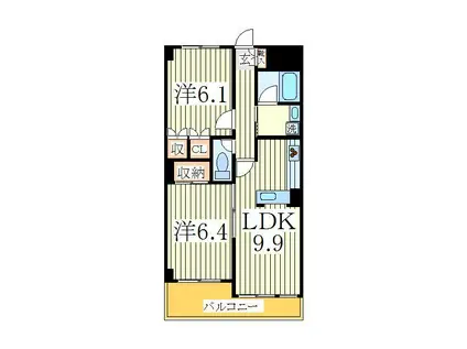 ヴィラカサブランカ(2LDK/3階)の間取り写真