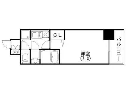 プレサンス三宮ディライト(1K/10階)の間取り写真