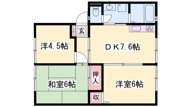 ハイツ天川(3DK/1階)の間取り写真