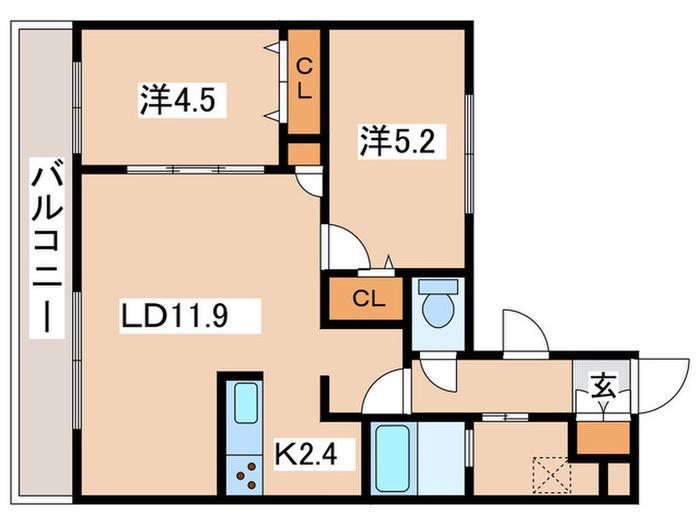 アルファスクエア北12東2(2LDK/2階)の間取り写真