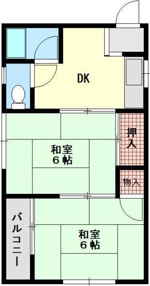 シャトルハリマ(2DK/4階)の間取り写真