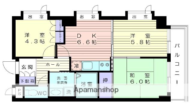 アクシス上大岡(3DK/3階)の間取り写真