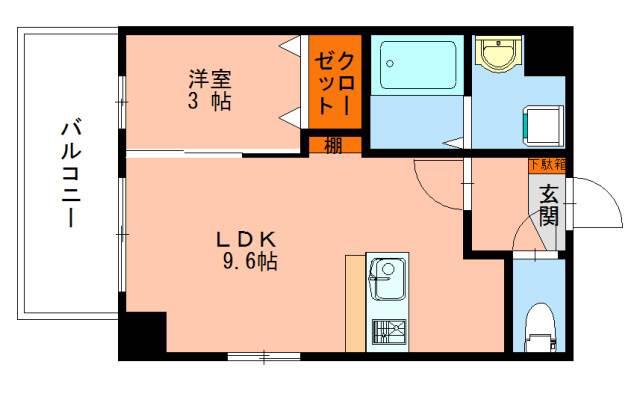 モンフレール東比恵(1LDK/7階)の間取り写真