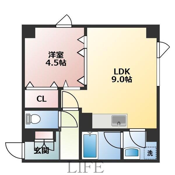ライブヒア(1LDK/3階)の間取り写真