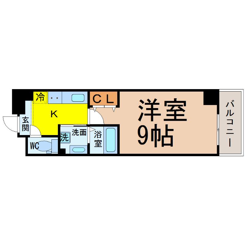 リシュドール鶴舞公園(1K/2階)の間取り写真