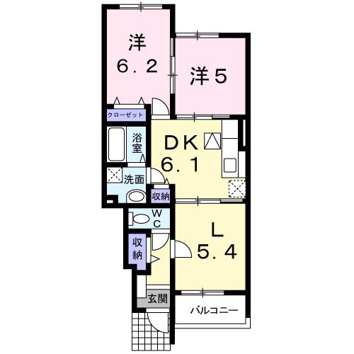 シャロットII番館(2LDK/1階)の間取り写真