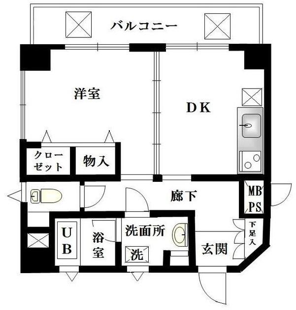 エルパラシオ(1DK/6階)の間取り写真