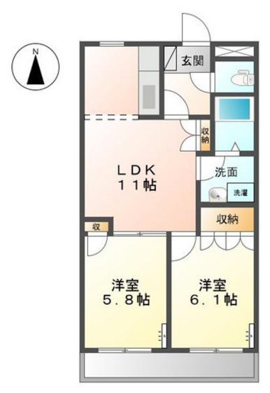 フェアリー芳明(2LDK/2階)の間取り写真