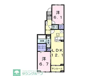 エリオス(2LDK/1階)の間取り写真