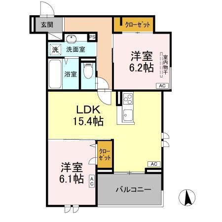 エグレットテラス(2LDK/3階)の間取り写真