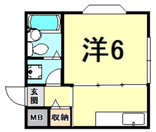 ハイツヤマトⅡ(1K/1階)の間取り写真