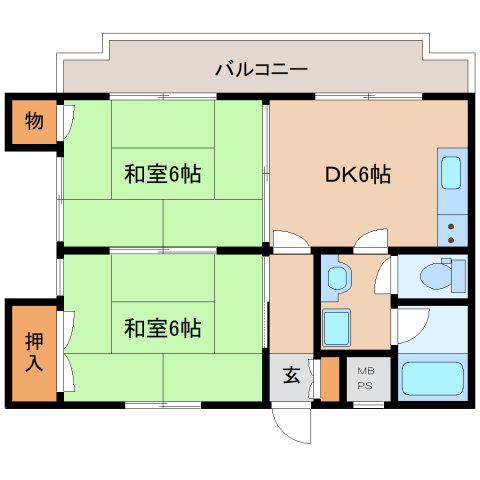 クレアコート精華(2DK/3階)の間取り写真