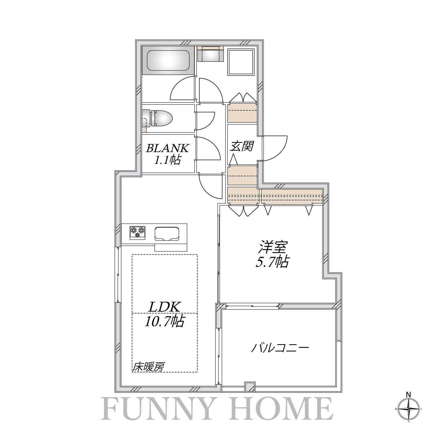 世田谷区梅丘1丁目メゾン(1LDK/2階)の間取り写真