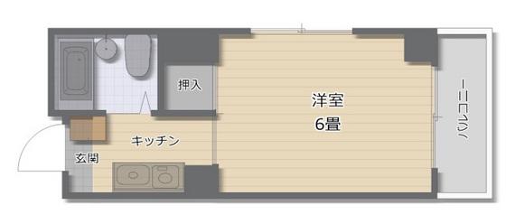 沖ビル(1K/2階)の間取り写真