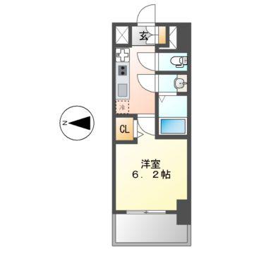 ディアレイシャス名古屋大須通(1K/4階)の間取り写真