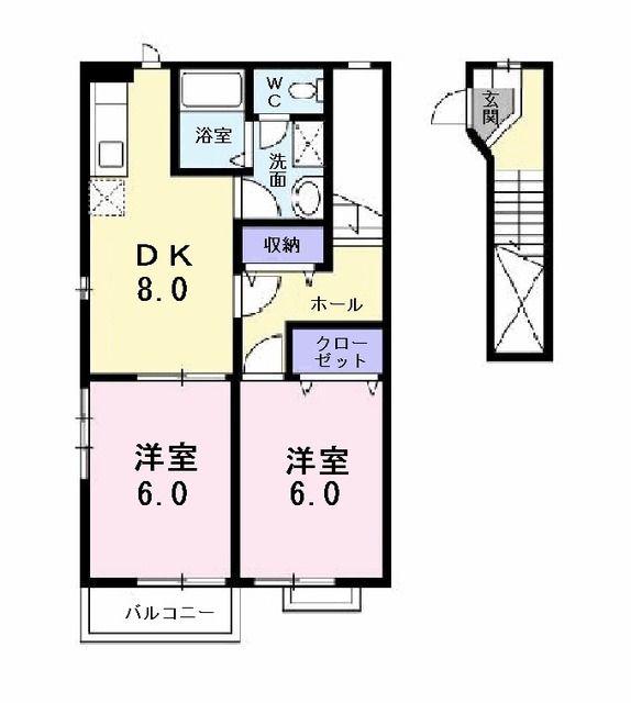 シャルマンコーポIII(2DK/2階)の間取り写真
