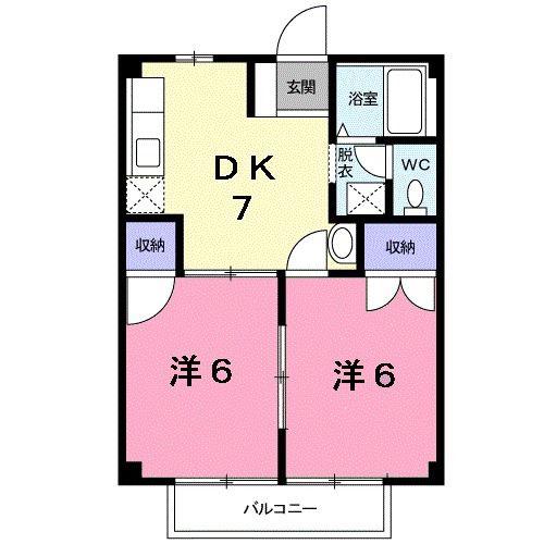 サンプレイス(2DK/2階)の間取り写真