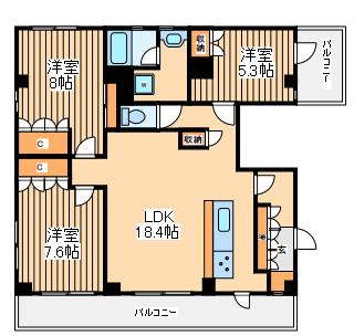 リンデンハイム(3LDK/5階)の間取り写真