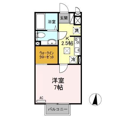 パルハイム2003A/B/C(1K/1階)の間取り写真