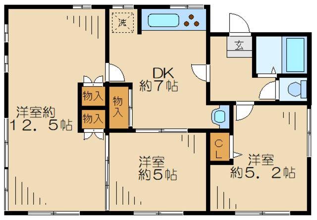 グレージュ成城(3DK/2階)の間取り写真