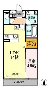 D-ROOMセレーノ(1LDK/3階)の間取り写真