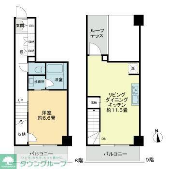 ライオンズフォーシア中野(1LDK/8階)の間取り写真