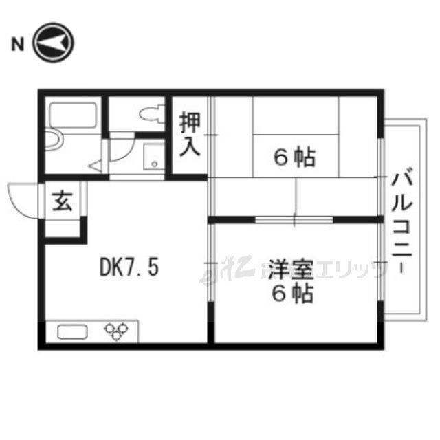 ハイツ天野(2DK/1階)の間取り写真