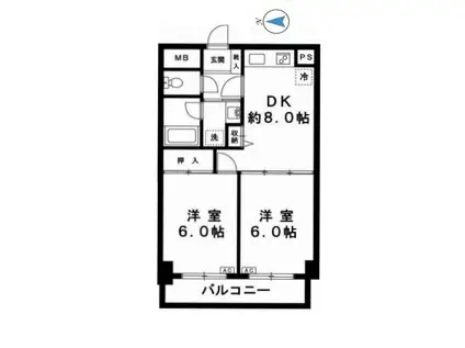 アソシエール千川(2DK/2階)の間取り写真