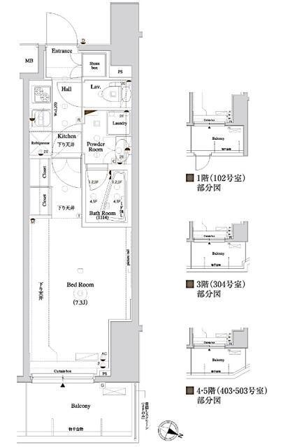 AXAS東十条アジールコート(1K/3階)の間取り写真