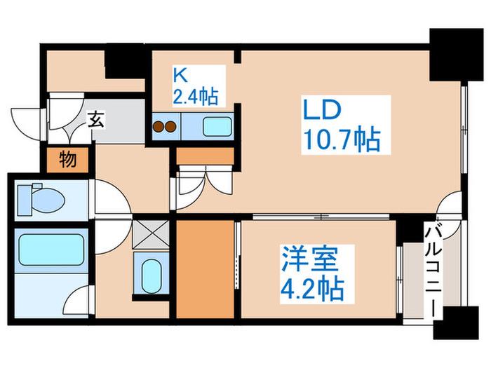 プライムメゾン南2条(1LDK/2階)の間取り写真