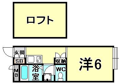 DOMAINE弥千代(1K/2階)の間取り写真