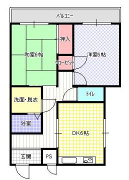 ドミール春日(2DK/2階)の間取り写真