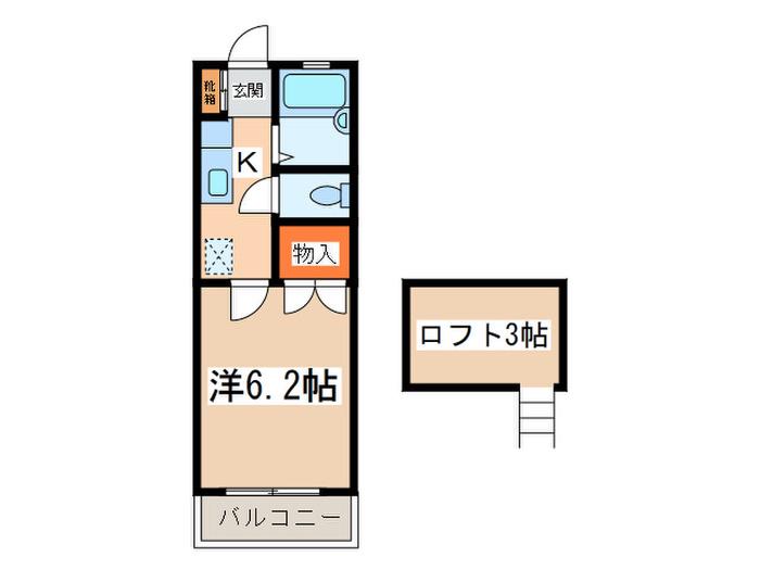 コーポサクラ(1K/2階)の間取り写真