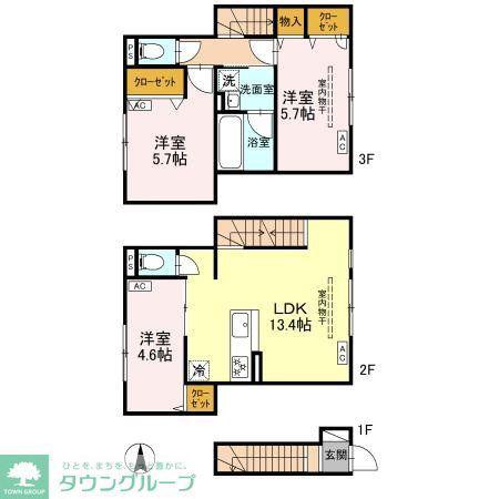 セレスティア竹ノ塚(3LDK/2階)の間取り写真