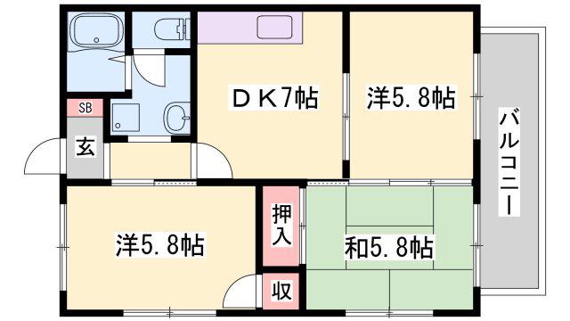 グリーンアヴェニュー古宮(3DK/2階)の間取り写真