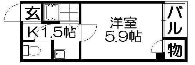 サウスゲート北堀江(1K/4階)の間取り写真