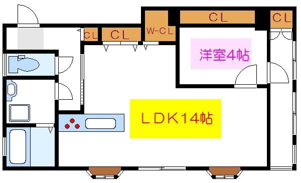 アーバンハイツ桜井(1LDK/4階)の間取り写真