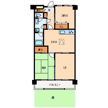 サニークレスト真鶴(2LDK/1階)の間取り写真