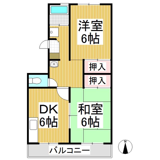 朝陽マンション(2DK/4階)の間取り写真