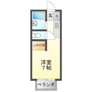 ハウスナサII A棟(ワンルーム/1階)の間取り写真