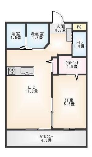 フレグランツベル(1LDK/2階)の間取り写真
