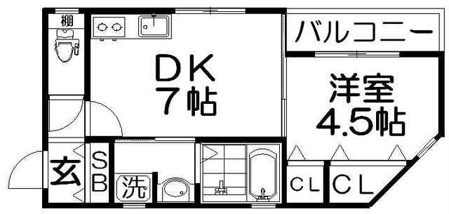 ラ・ピエース本町(1DK/2階)の間取り写真