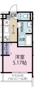 スフィーダみずほ台II(1K/1階)の間取り写真