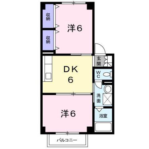 グランヴィア(2DK/2階)の間取り写真