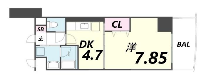 メルベーユコート(1DK/2階)の間取り写真