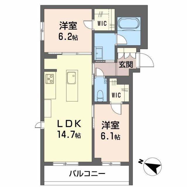 CASA ニックスV(2LDK/3階)の間取り写真
