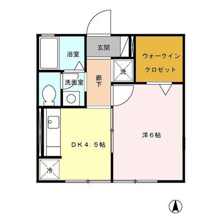 ジュネスシノダ(1DK/2階)の間取り写真