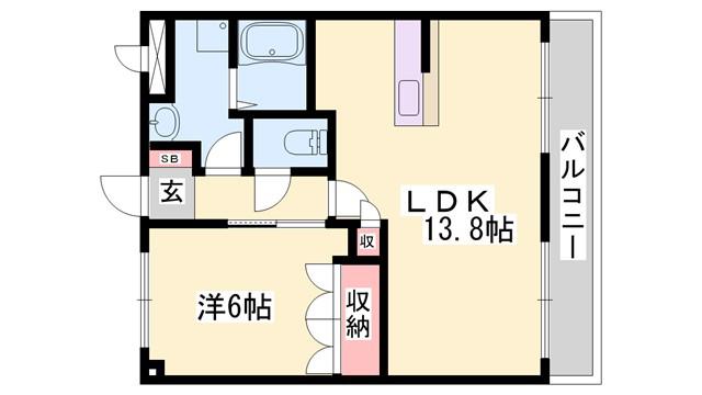 ルミエール(1LDK/2階)の間取り写真